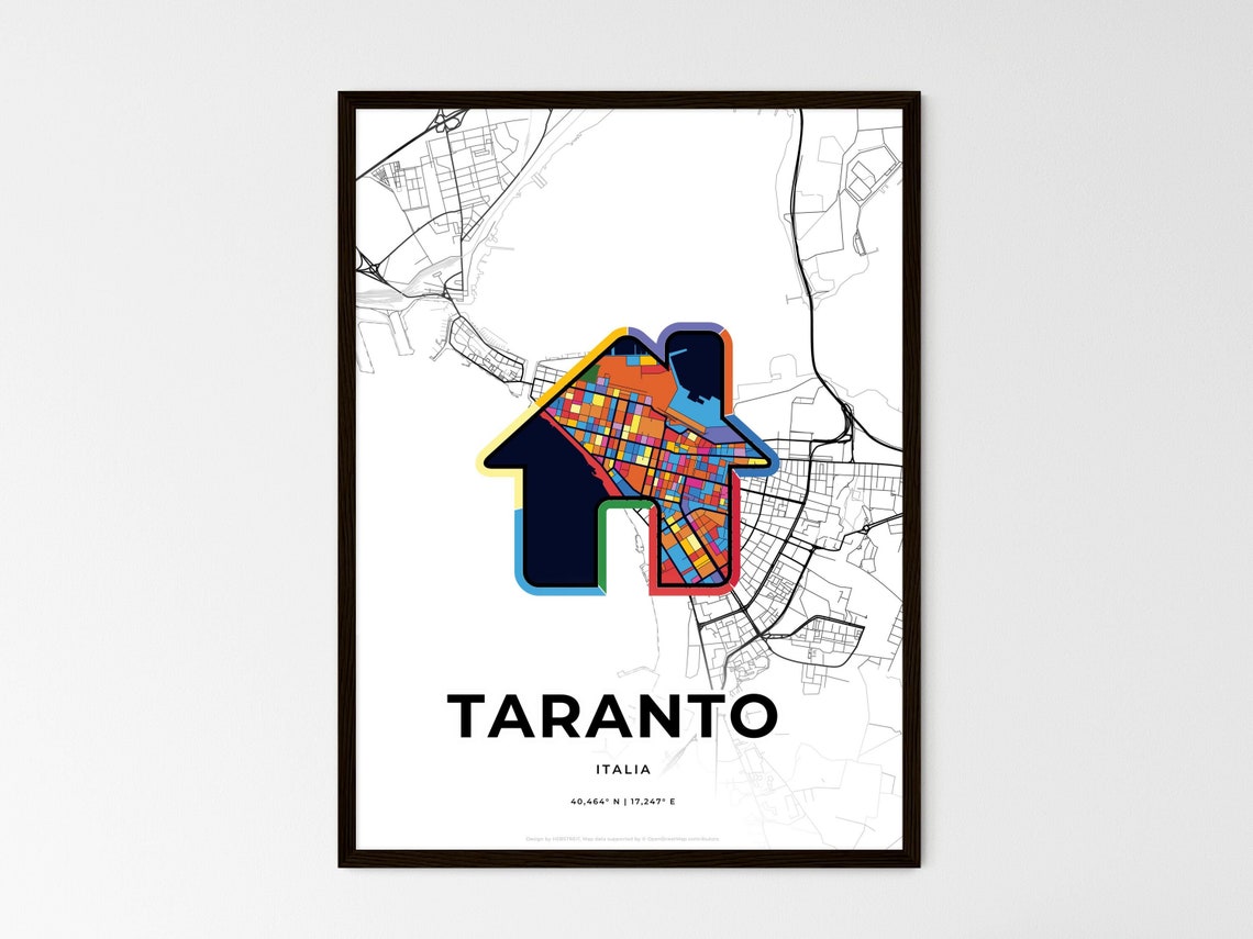 Taranto Italy Where It All Began Heart Map Coordinates Poster - Image 3