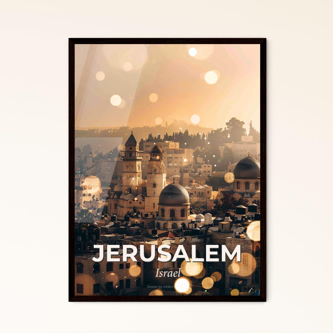 Jerusalem Israel Golden Hour Domed Skyline Sunset Art Poster