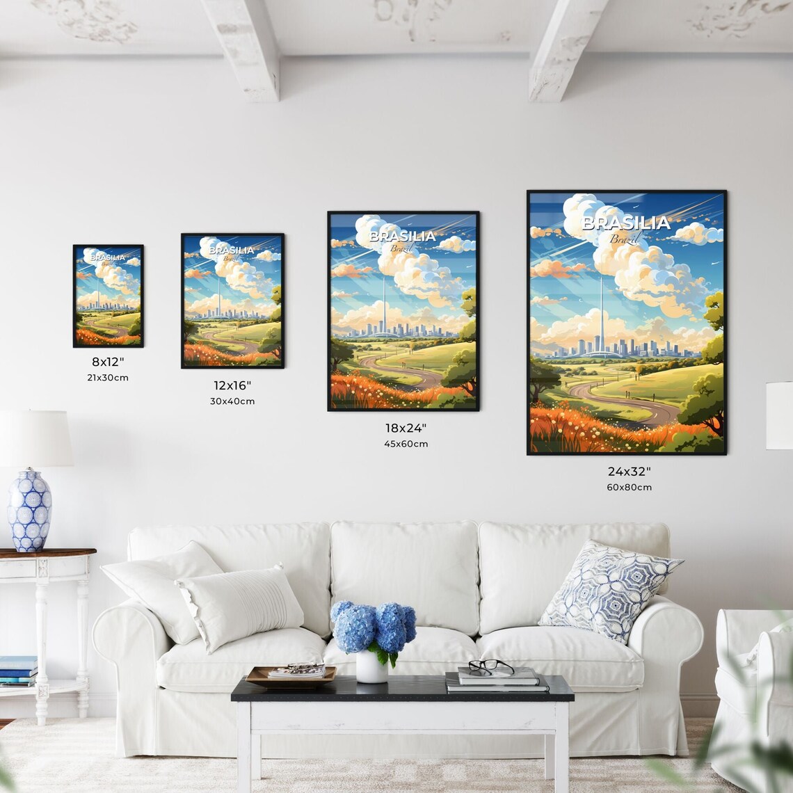 Brasilia Brazil Modernist Skyline and Wildflower Road Poster - Image 3