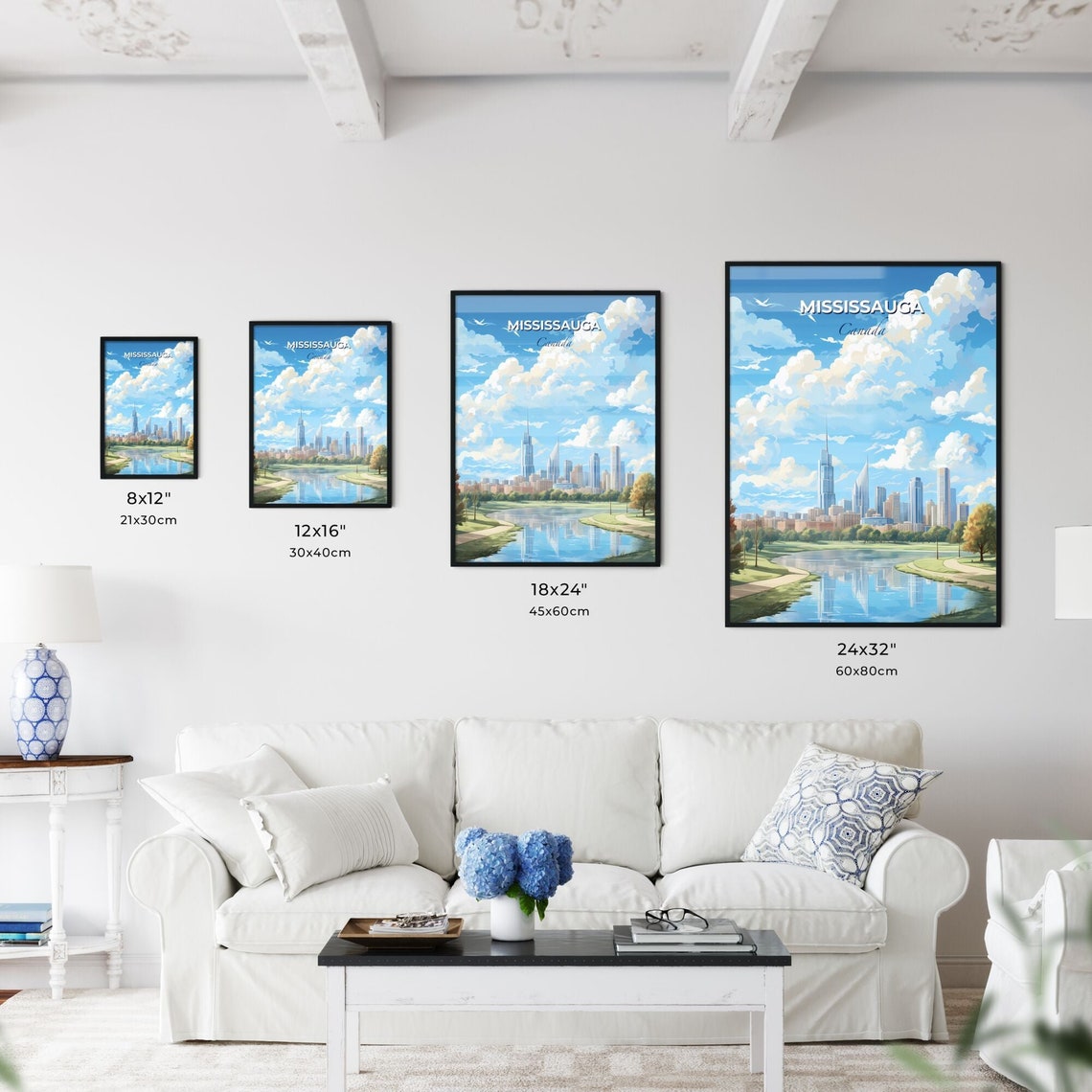 Mississauga Canada Skyline Reflected on Lake Travel Poster Art - Image 3
