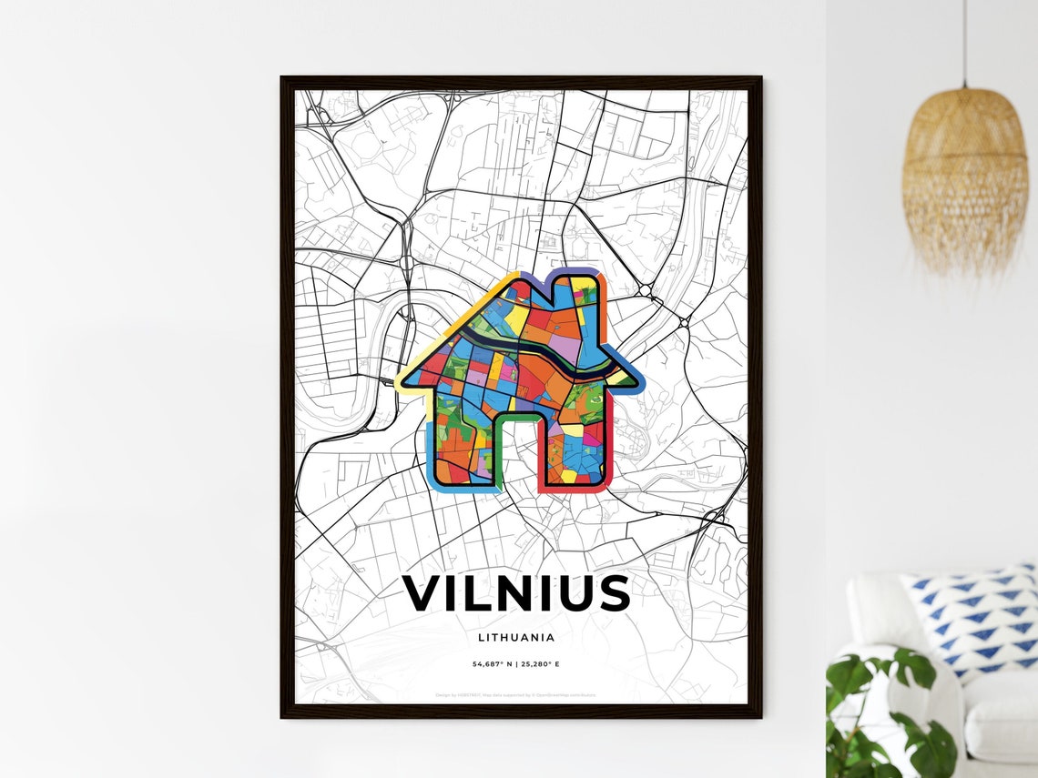 Vilnius Lithuania Where It All Began Heart Map Coordinates Poster - Image 3