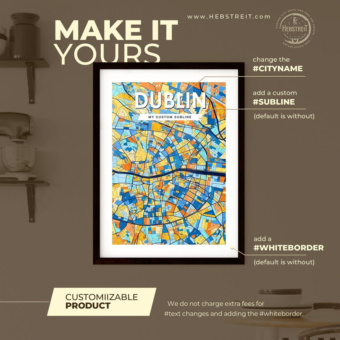 Dublin Ireland Modern Colorful Map Art City Street Design Poster - Image 2