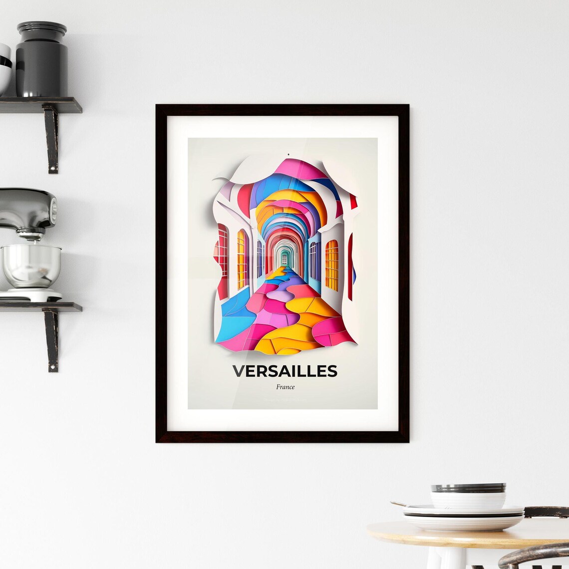 Versailles France Rainbow Corridor Tunnel Paper Cut Art Poster - Image 2