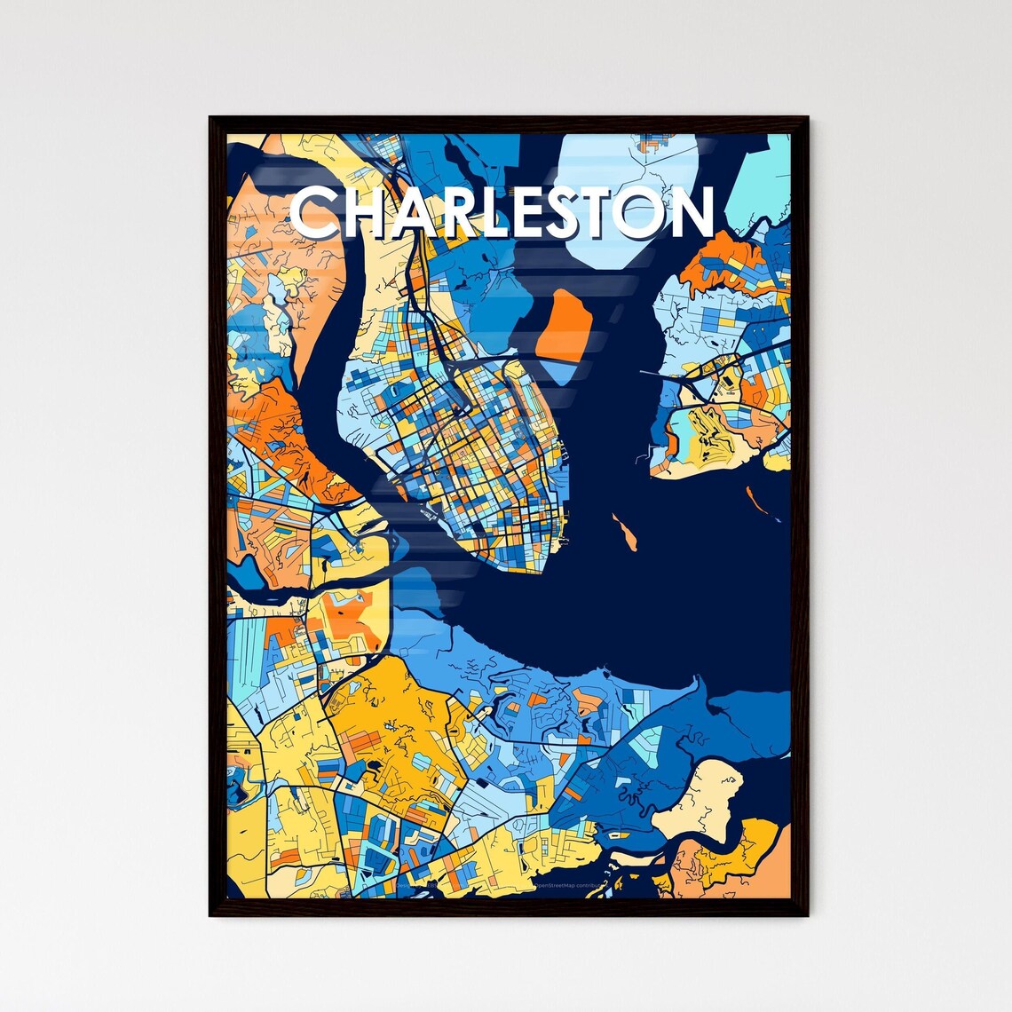 Charleston South Carolina Vibrant Colorful Illustrated Street Map Art Poster