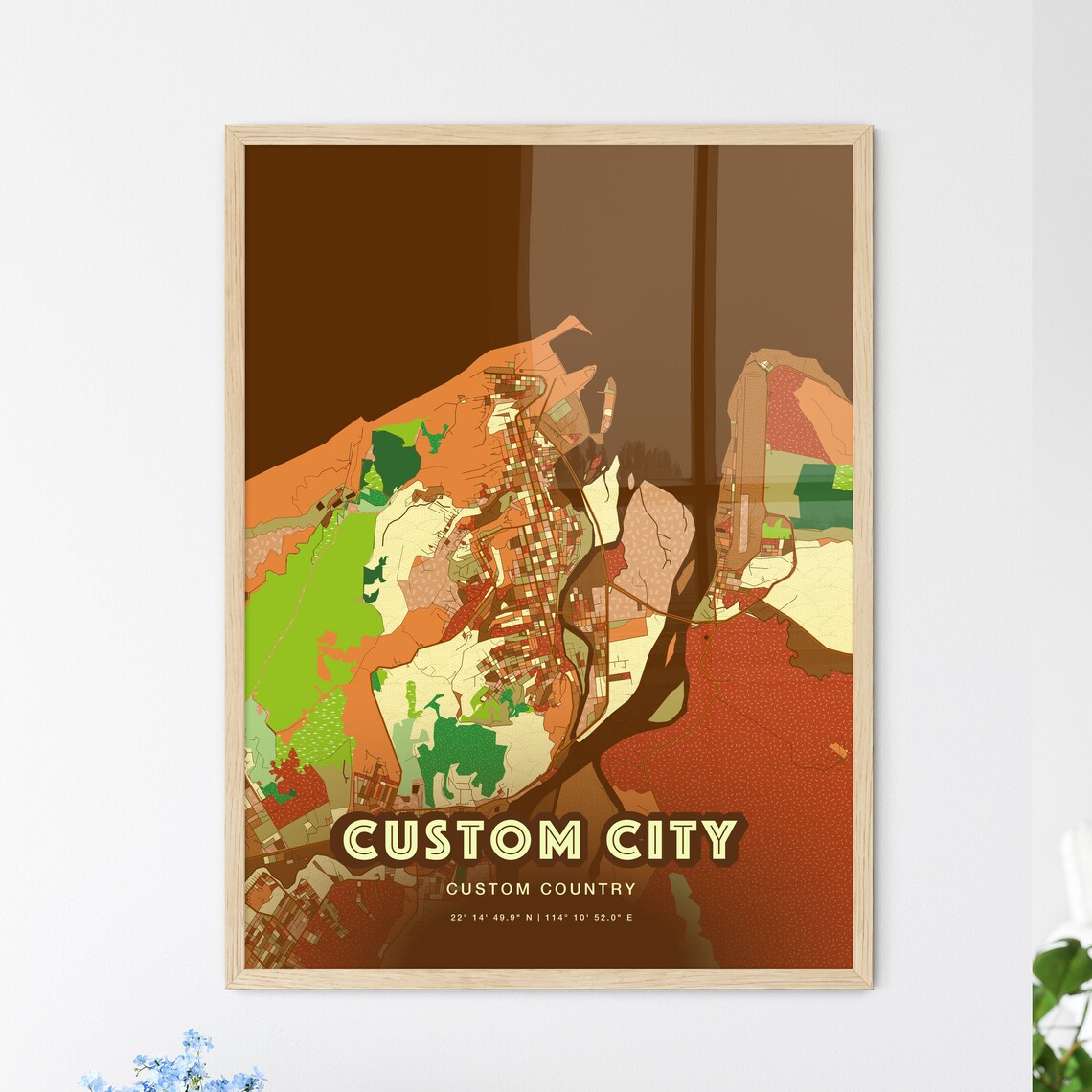 Custom City Two Toned Farmhouse Personalized Modern Map Art Poster