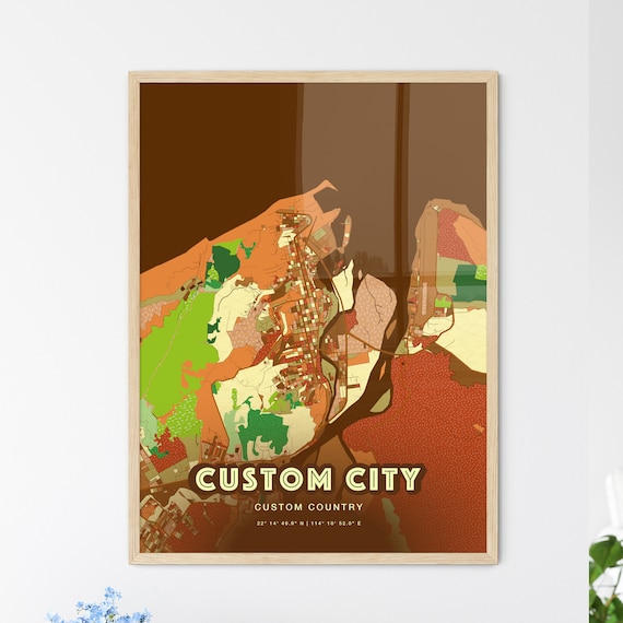 Custom City Two Toned Farmhouse Personalized Modern Map Art Poster