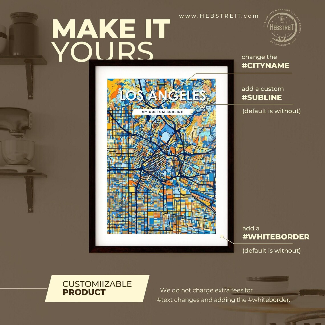 Los Angeles California Vibrant Colorful Mosaic City Street Map Art Poster - Image 2