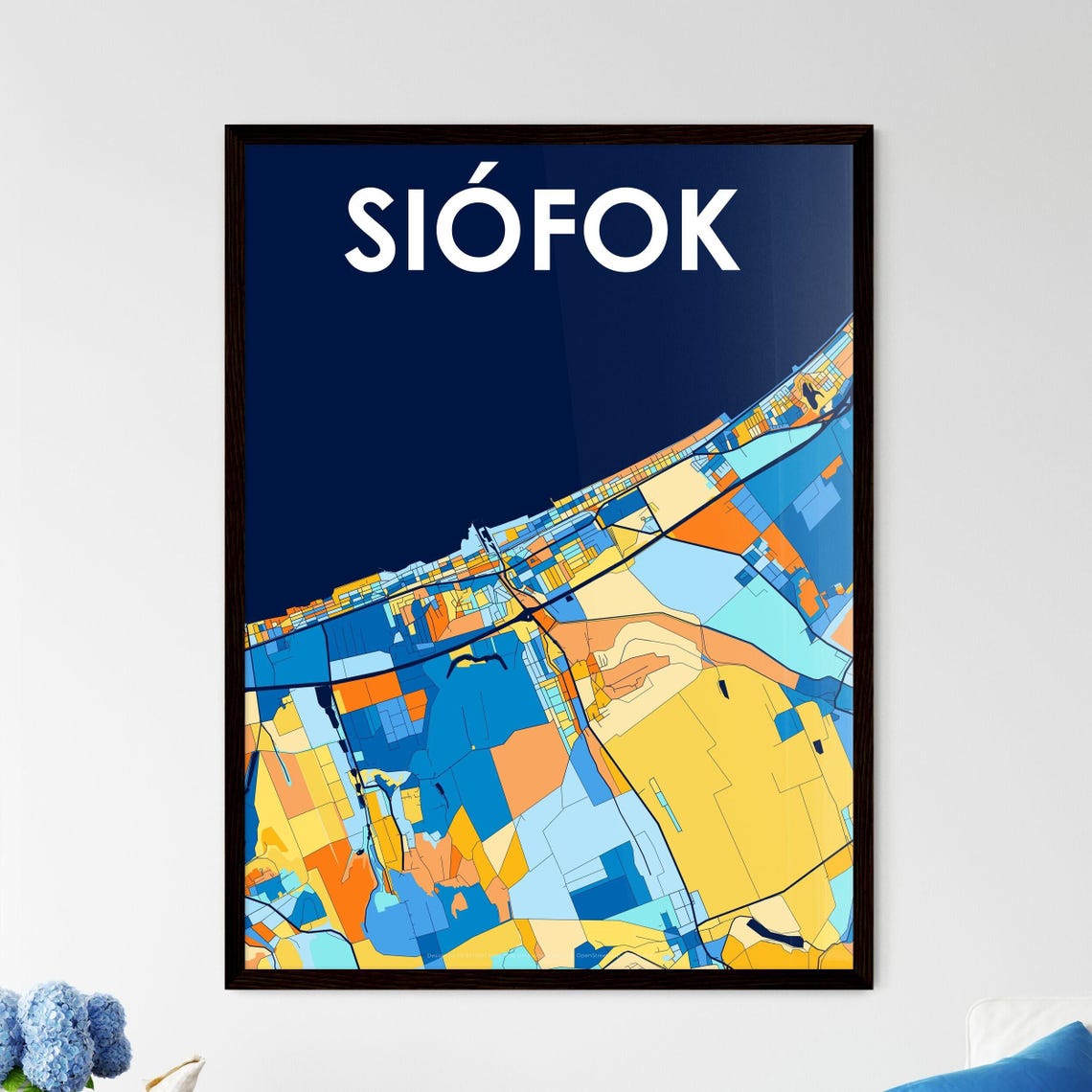 Siofok Hungary Vibrant Colorful Modern City Street Map Art Poster