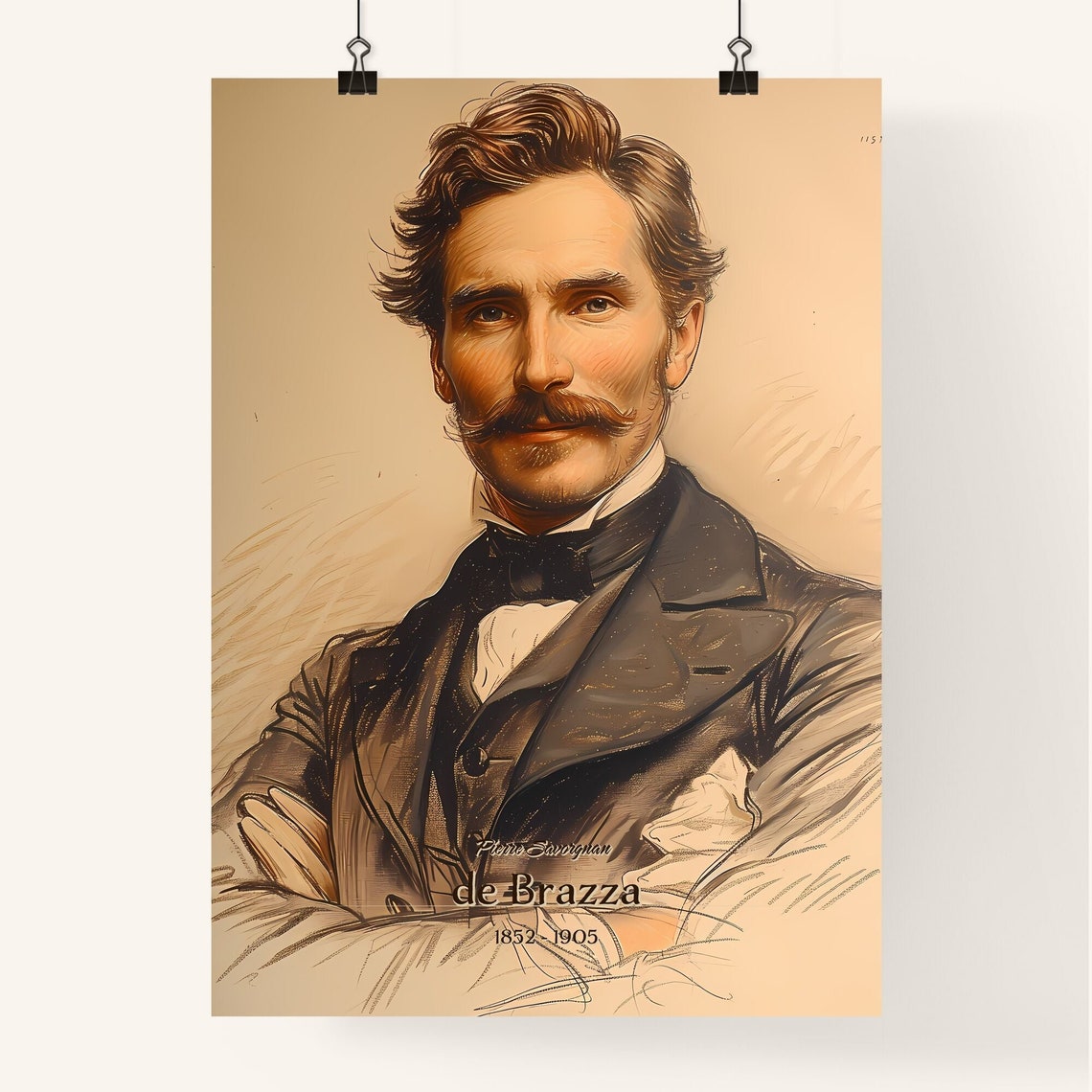 Pierre Savorgnan de Brazza African Explorer Portrait Sketch Poster - Image 4