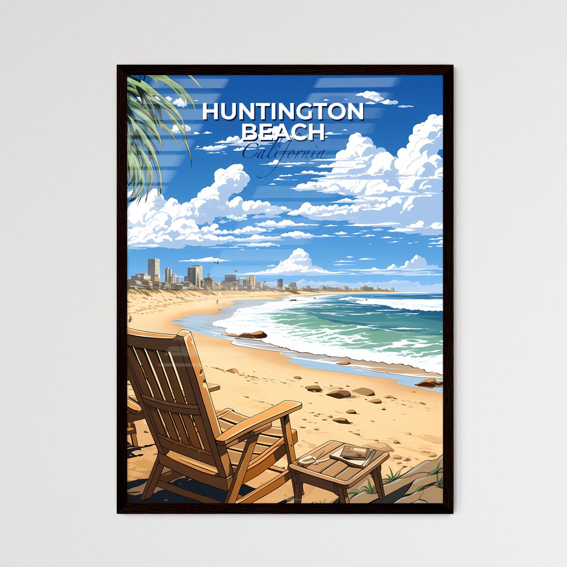 Huntington Beach California Sunny Ocean Waves Beach Chair Poster
