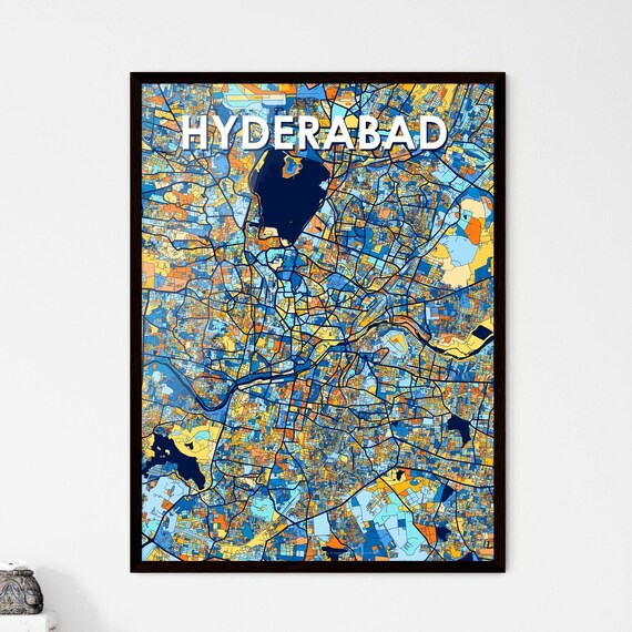 Hyderabad India Bold Colorful Vibrant City Street Map Art Poster