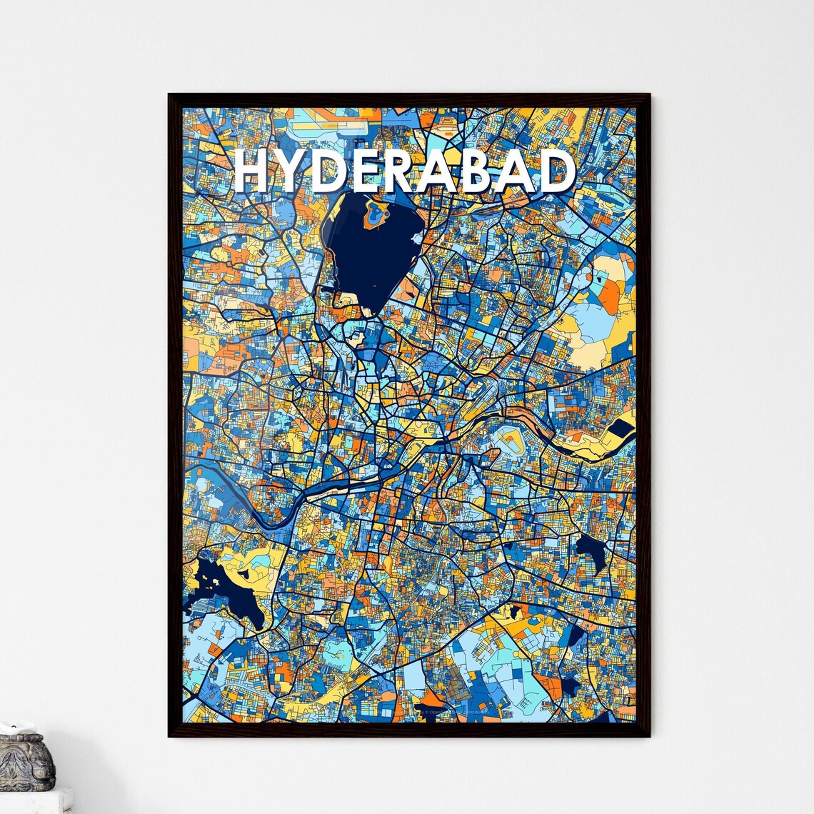 Hyderabad India Bold Colorful Vibrant City Street Map Art Poster