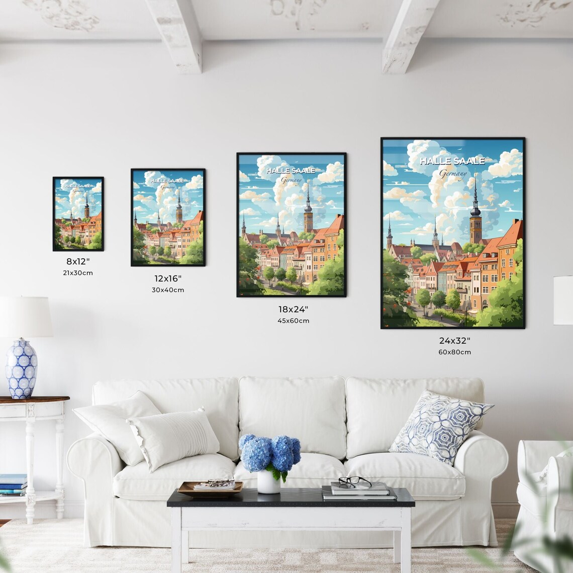 Halle Saale Germany Vintage Travel City Poster Old Town Towers - Image 3