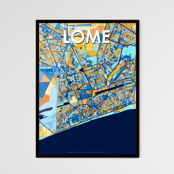 Lome Togo Bold Vibrant Geometric Coastal City Map Art Poster