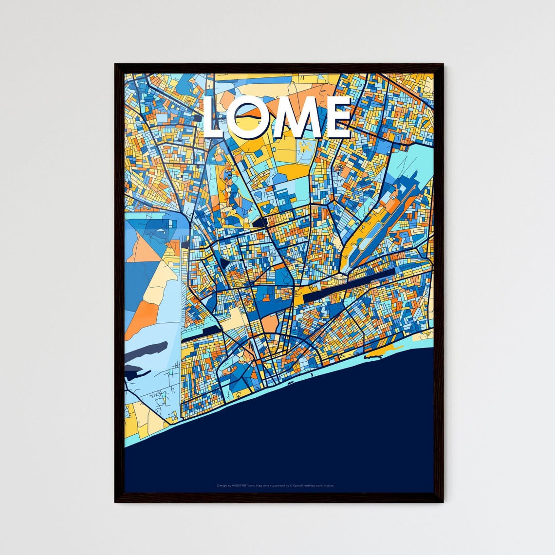 Lome Togo Bold Vibrant Geometric Coastal City Map Art Poster