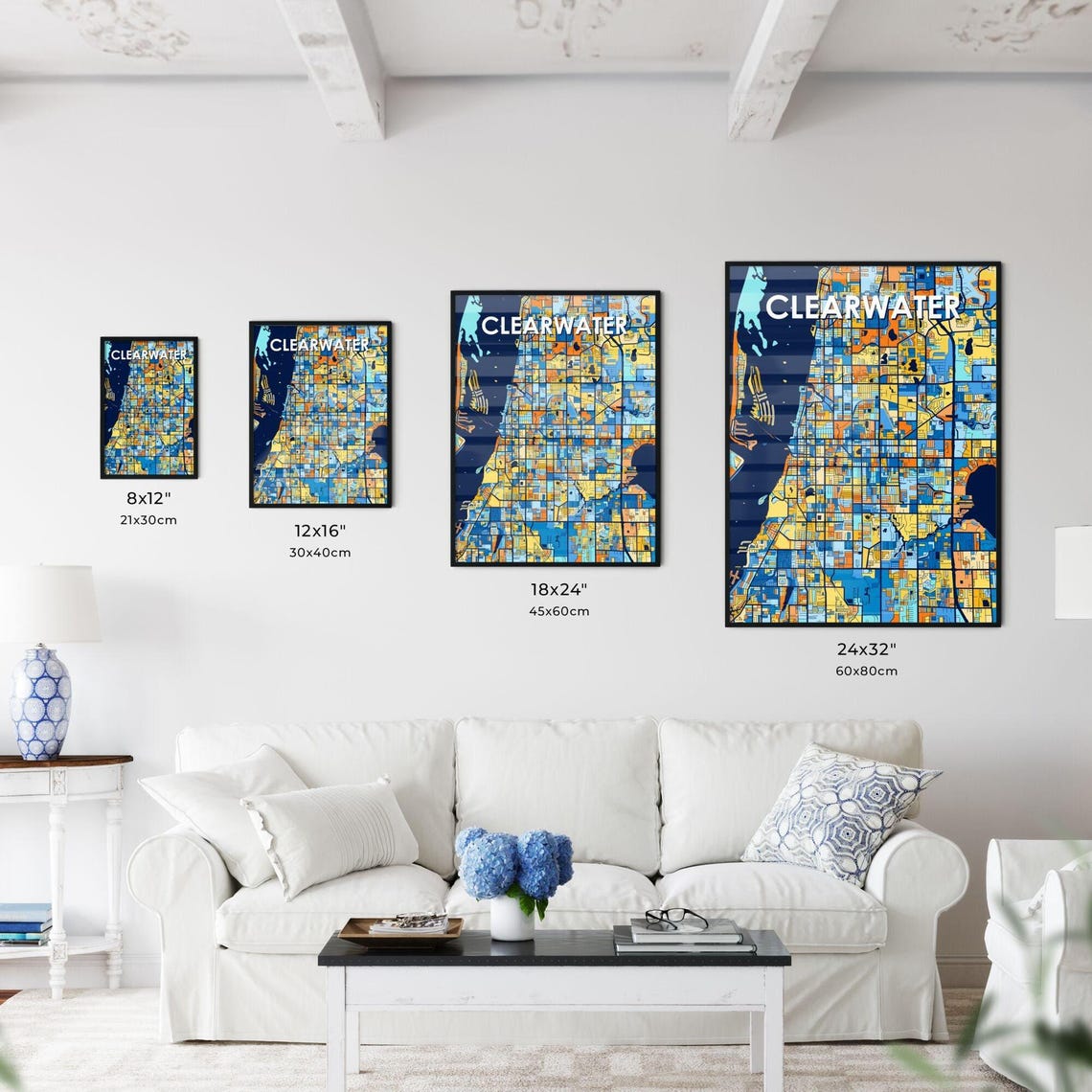Clearwater Florida Colorful Geometric City Street Map Poster - Image 3