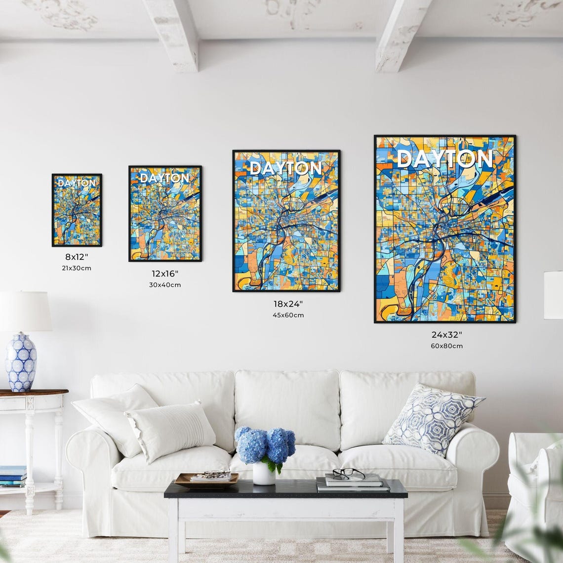 Dayton Ohio Vibrant Colorful Illustrated Street Map Art Poster - Image 3