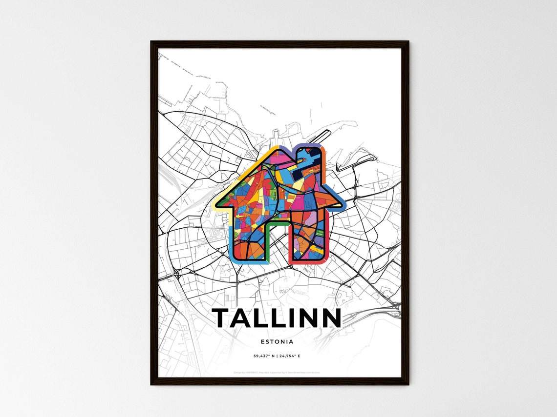 Tallinn Estonia Modern Minimalist Heart Street Map Art Poster - Image 3