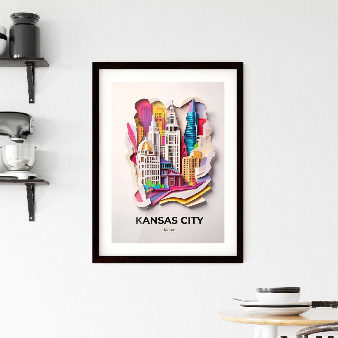 Kansas City Kansas Downtown Skyline Papercut Cityscape Poster - Image 2