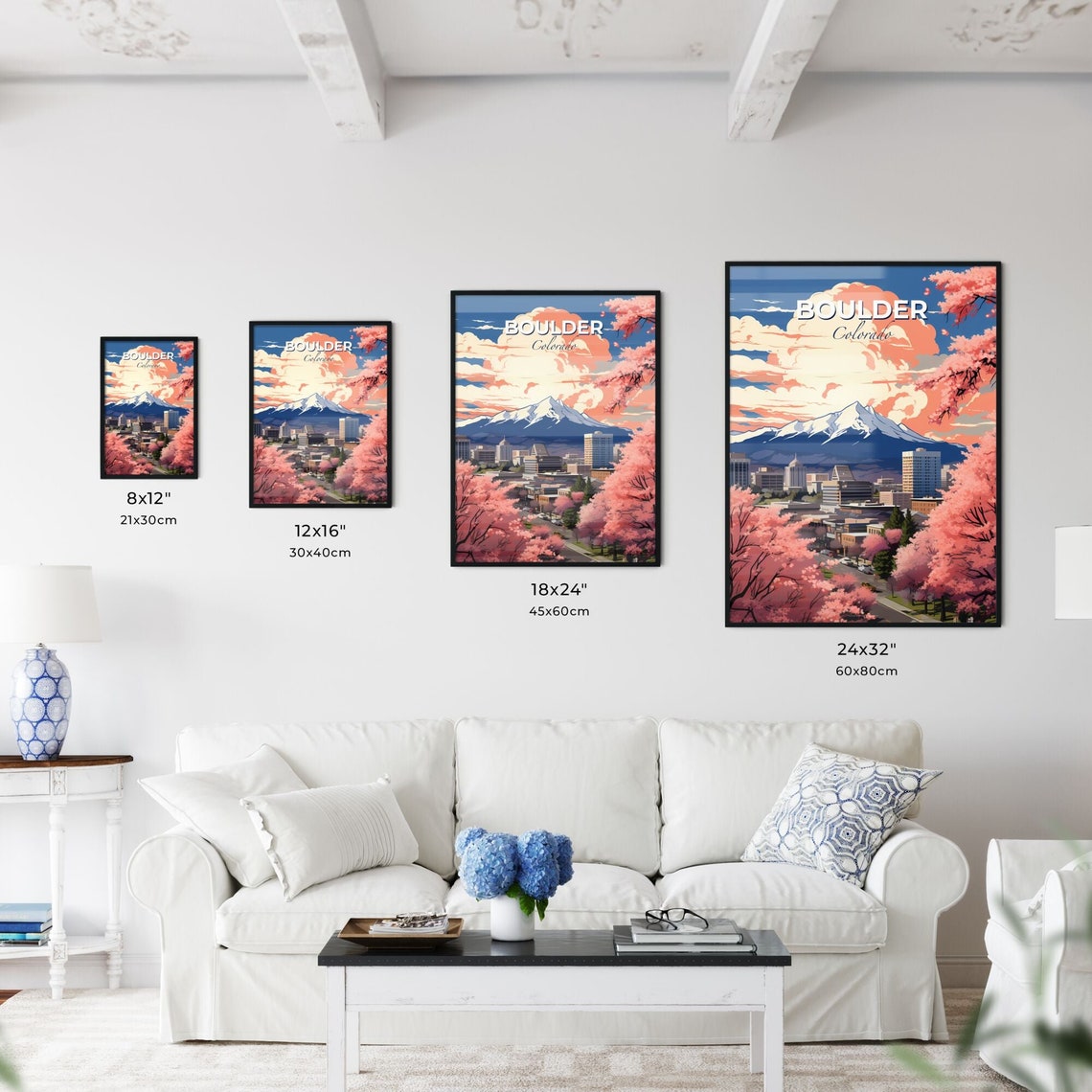 Boulder Colorado Mountain City Travel Poster Snowcapped Peak Art - Image 3