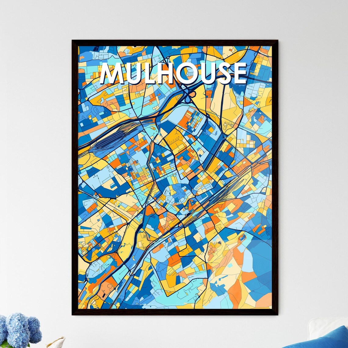 Mulhouse France Modern Colorful Map Art City Street Design Poster