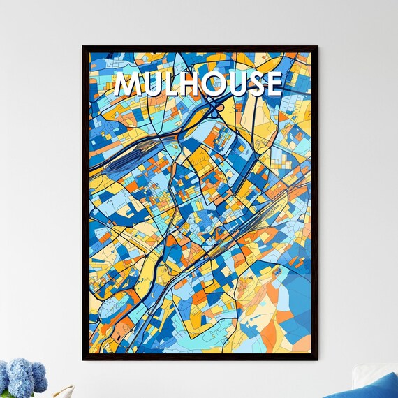 Mulhouse France Modern Colorful Map Art City Street Design Poster