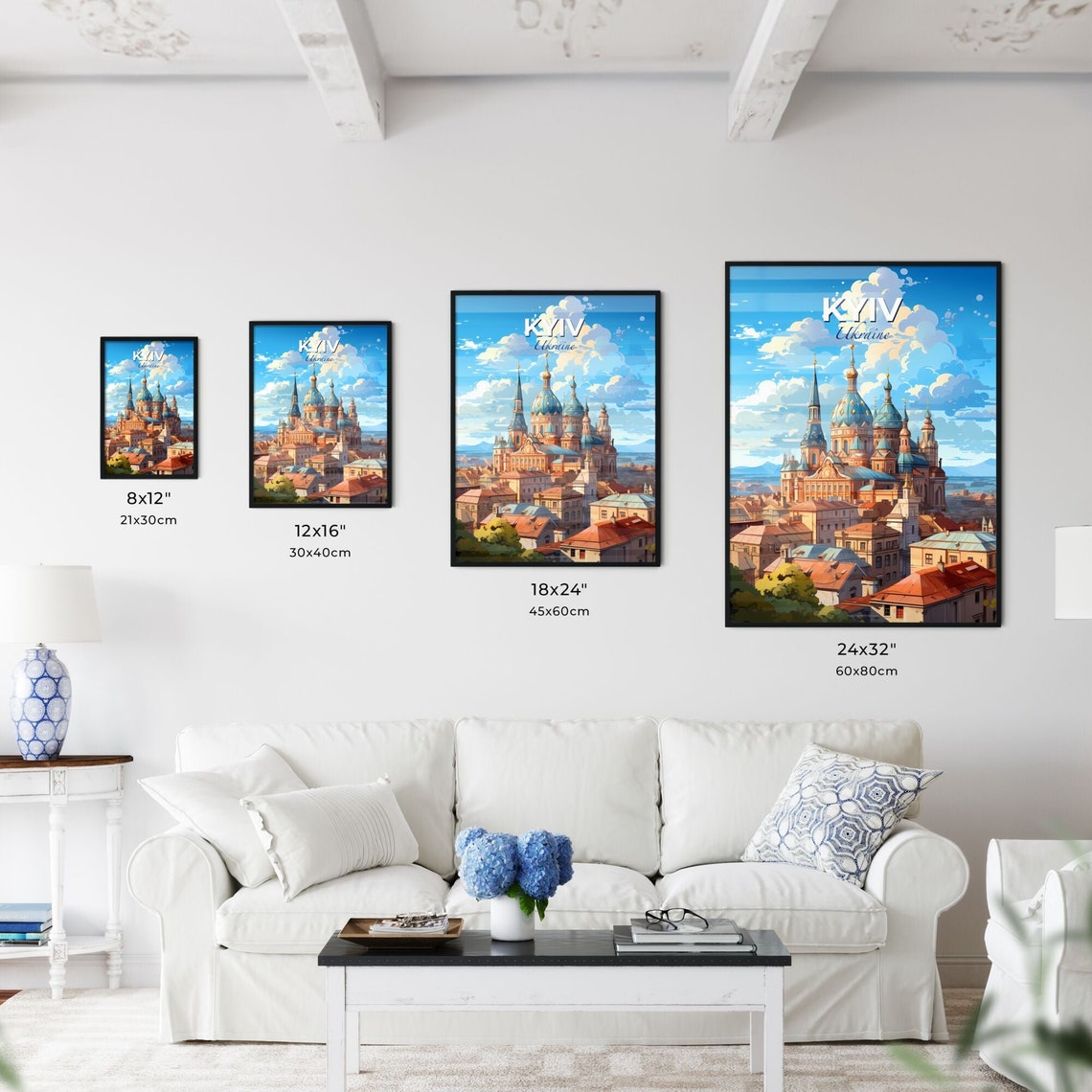 Vivid Kyiv Ukraine Golden Blue Domed Cathedral Old Town Poster - Image 3