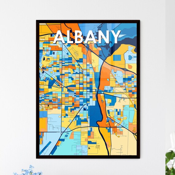 Albany Georgia Vibrant Colorful Illustrated Street Map Art Poster