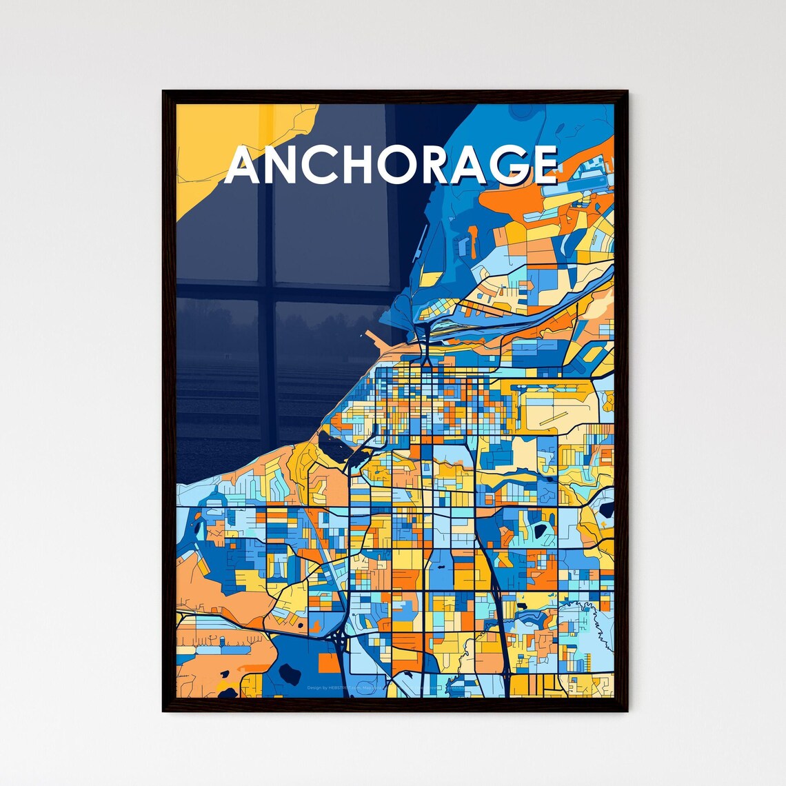 Anchorage Alaska Vibrant Colorful Mosaic City Street Map Art Poster