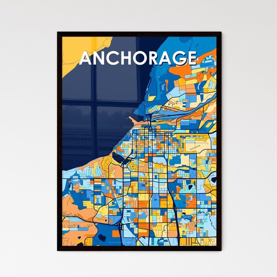 Anchorage Alaska Vibrant Colorful Mosaic City Street Map Art Poster