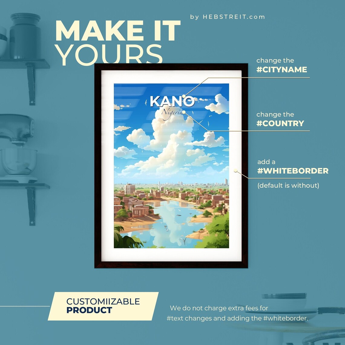 Kano Nigeria Waterfront City Lake Skyline Africa Travel Art Poster - Image 2