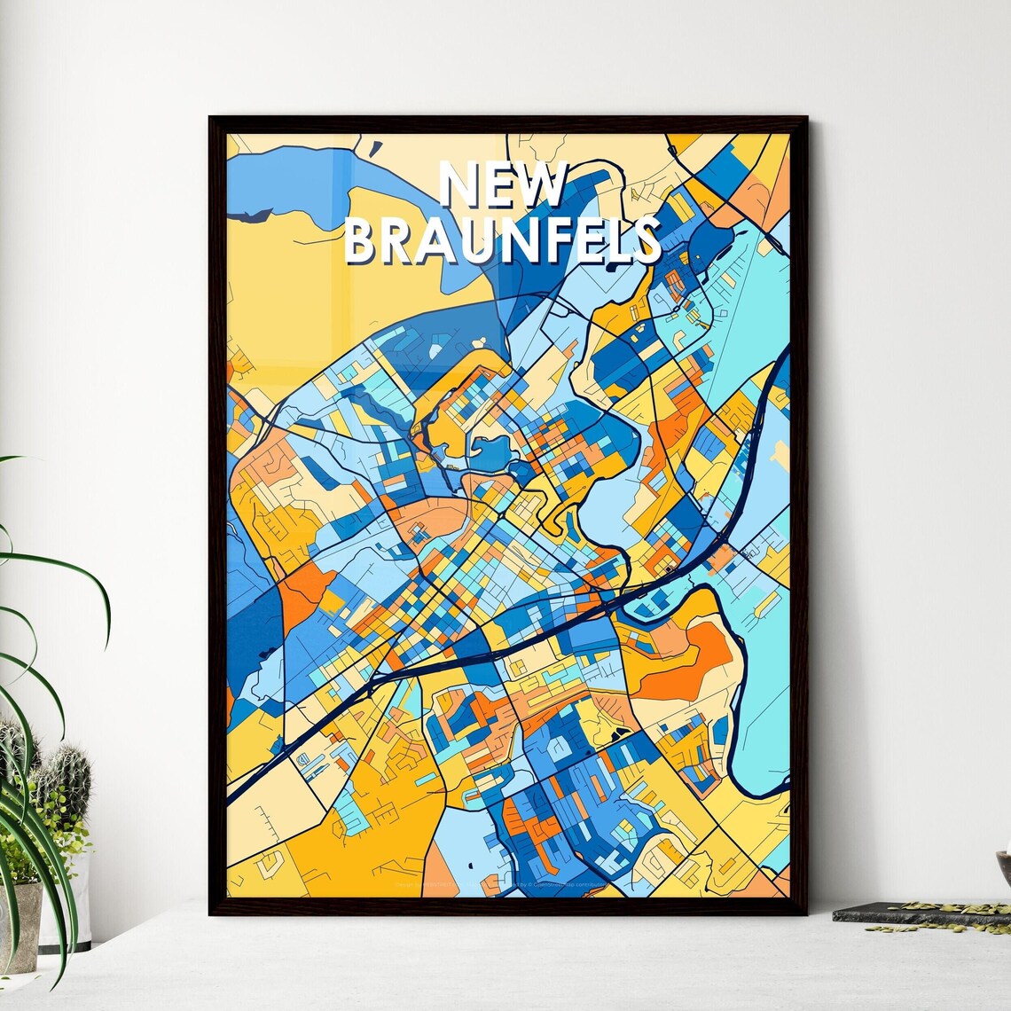 New Braunfels Texas Bold Colorful City Map Art Poster Great Hometown Gift