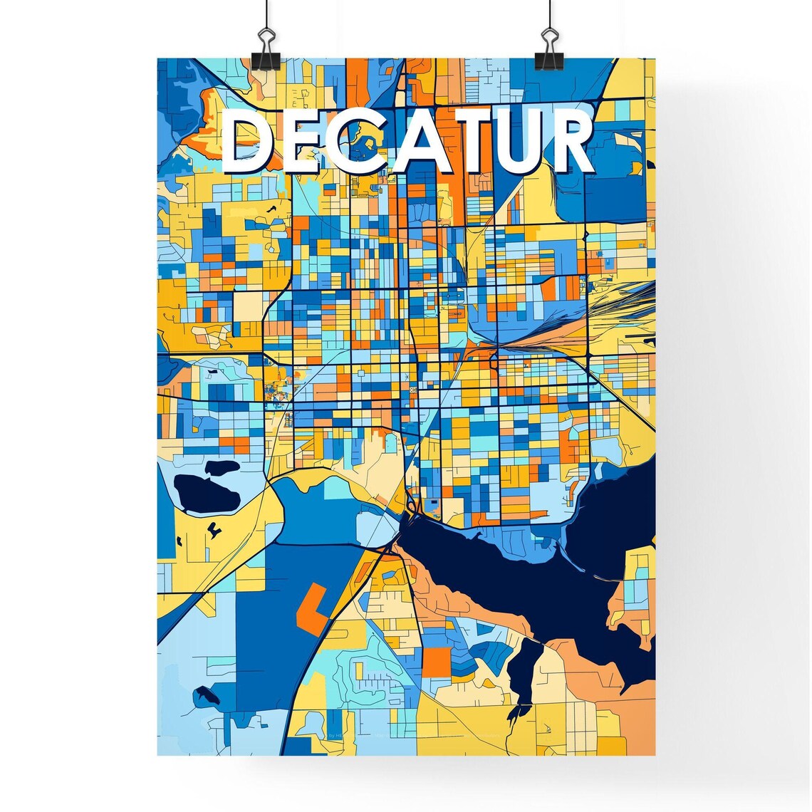 Decatur Illinois Colorful Street Map Art Home Decor Gift Poster - Image 4