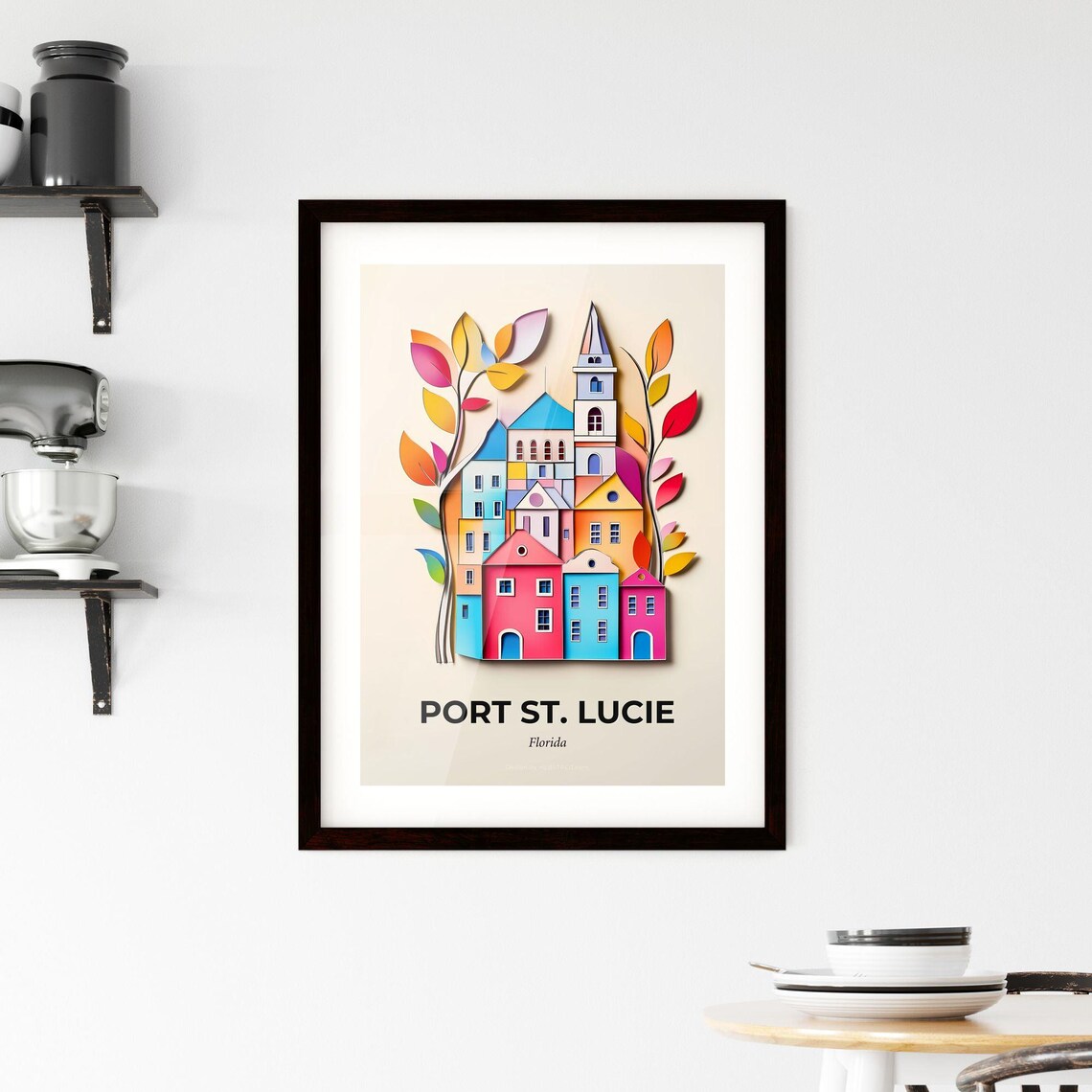 Port St. Lucie Florida Village Colorful Paper Cut Art Poster - Image 2