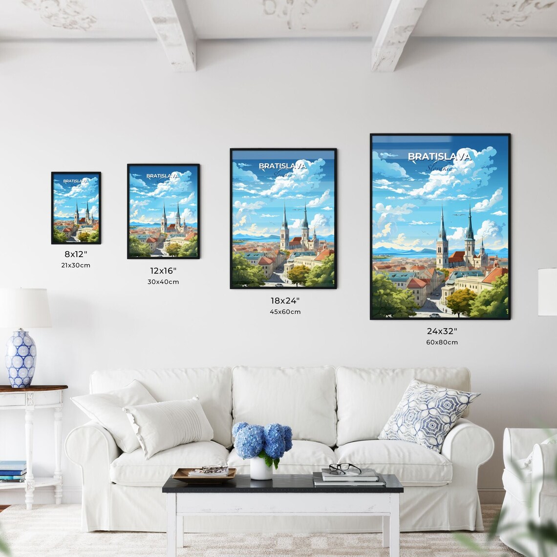 Bratislava Slovakia Travel Poster Old Town Church Towers Skyline Art - Image 3