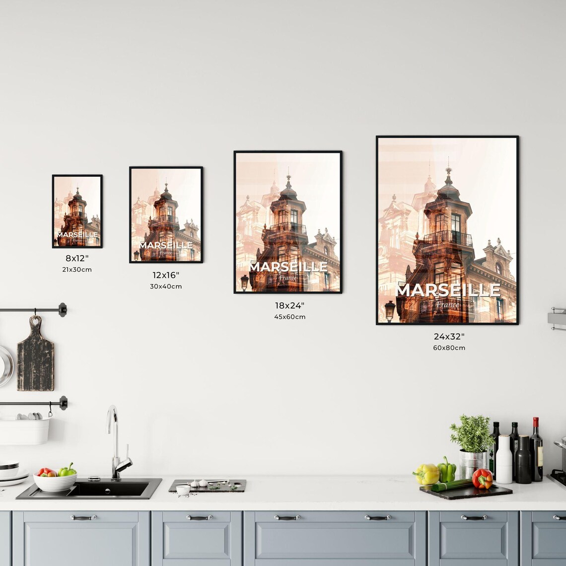 Marseille France Baroque Old Balcony Double Exposure Art Poster - Image 3