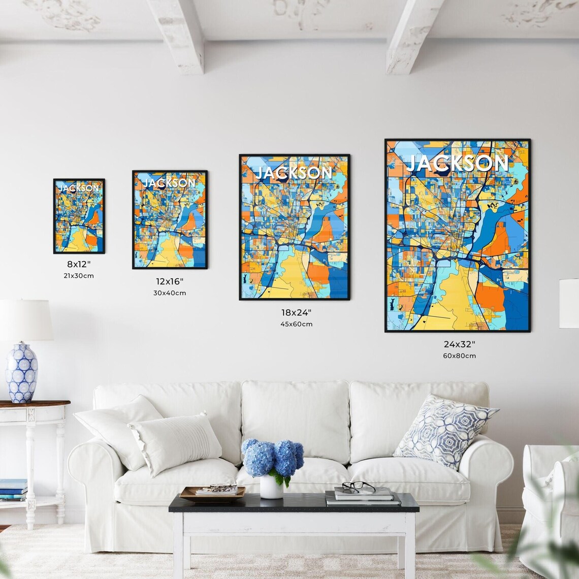 Jackson Mississippi Vibrant Colorful Illustrated Street Map Art Poster - Image 3