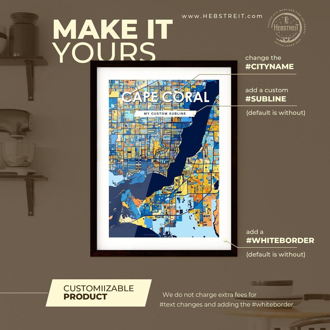Cape Coral Florida Colorful Geometric City Street Map Poster - Image 2