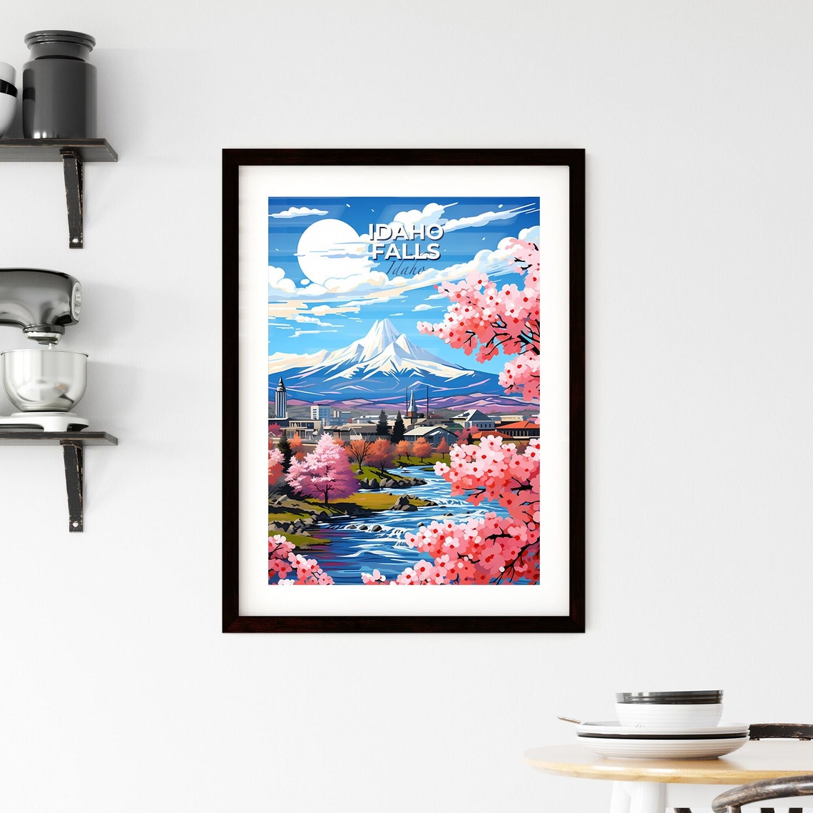 Idaho Falls Snow Capped Mountain River Rapids Travel Poster Art - Image 2