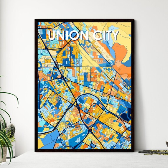 Union City California City Map Poster Vibrant Modern Wall Decor