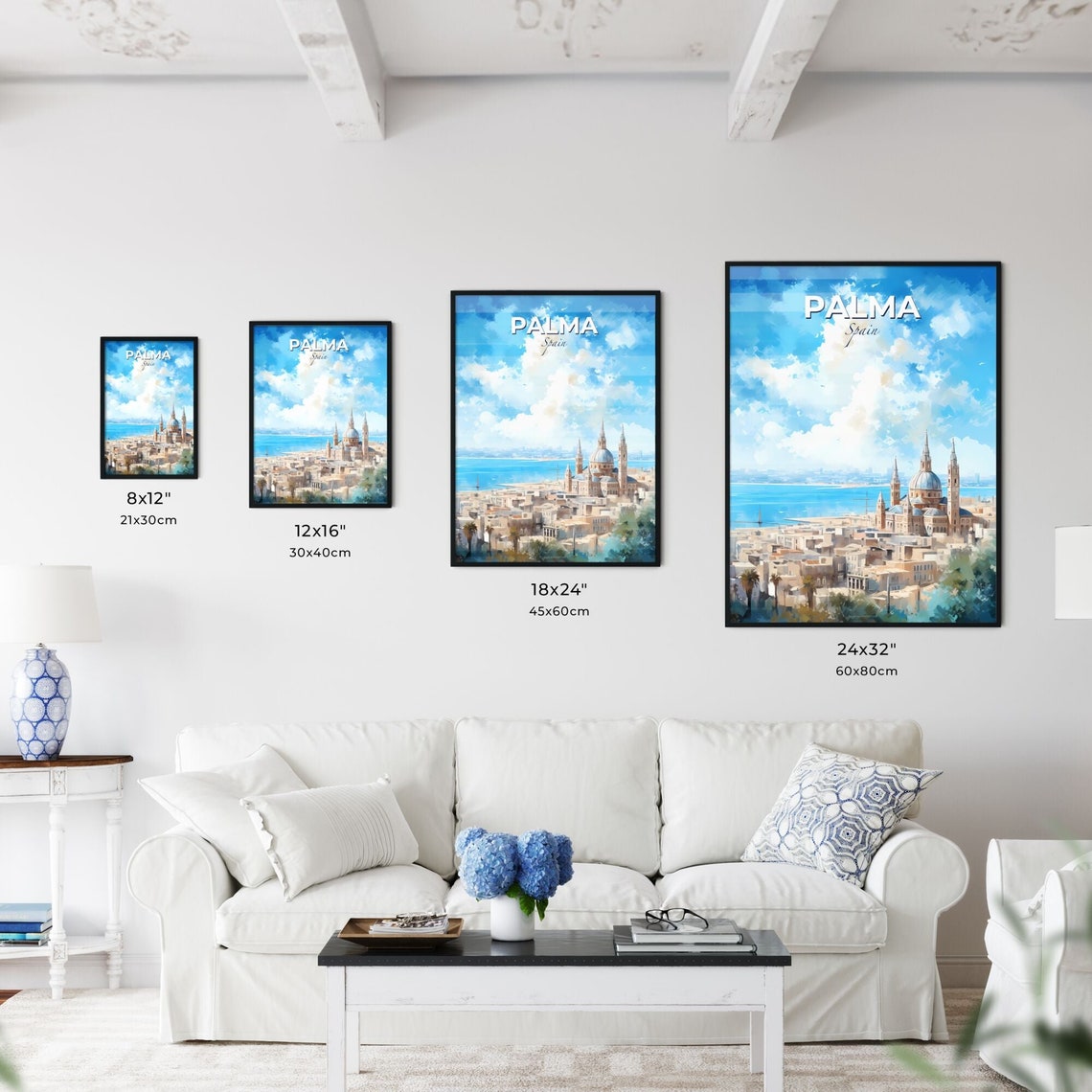 Palma Spain Seaside Cathedral Old Town Blue Travel Harbor Poster - Image 3