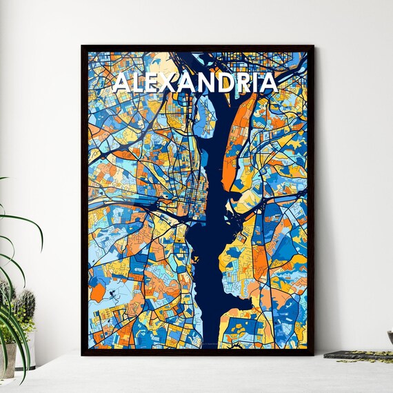 Alexandria Vibrant Geometric Mosaic City Street Map Art Poster