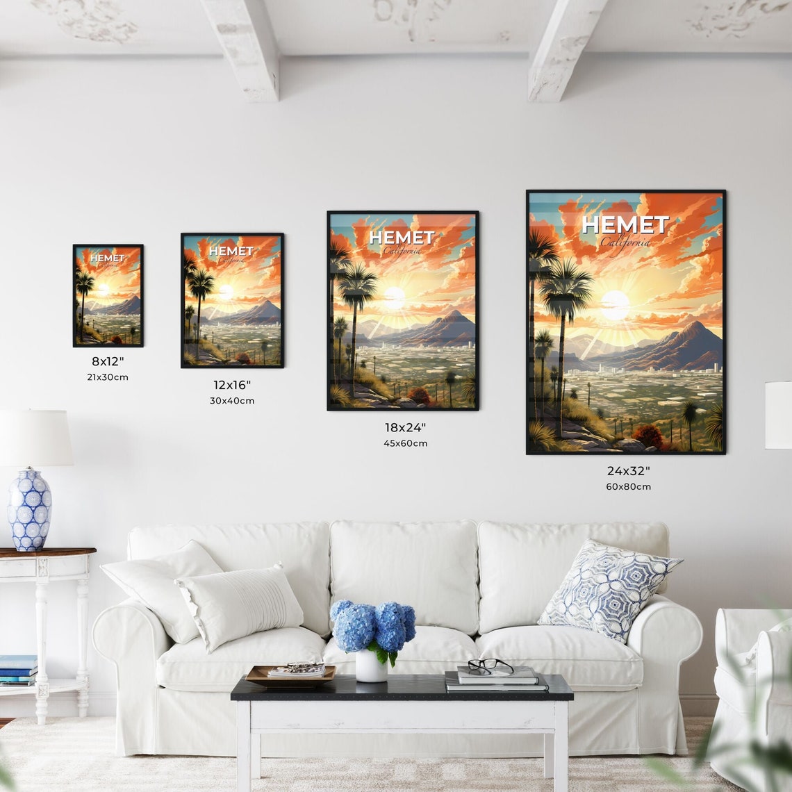 Hemet California Valley Sunset Panorama With Palm Trees Poster - Image 3