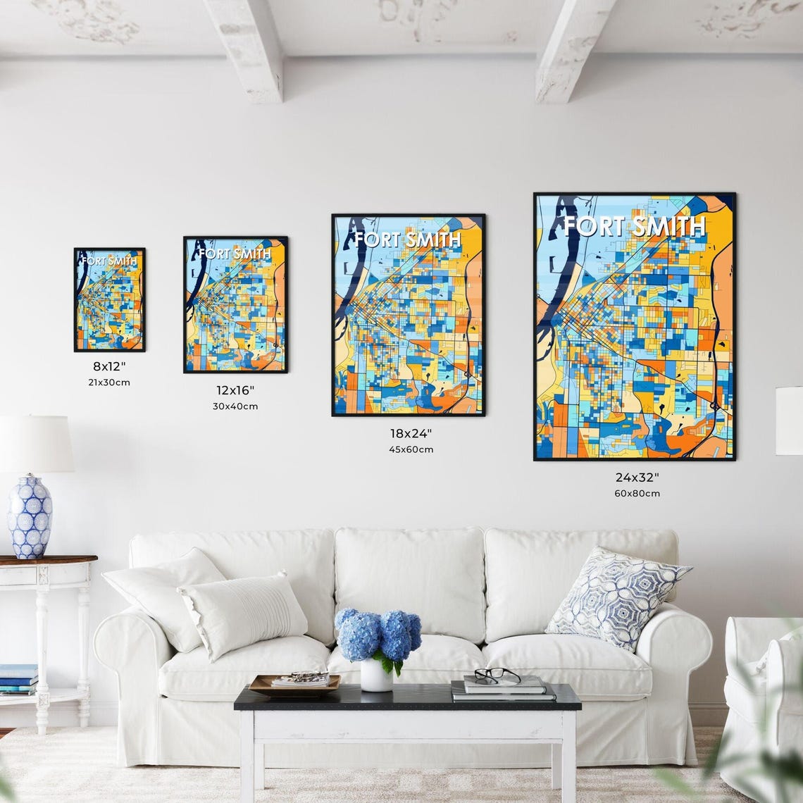 Fort Smith Arkansas Colorful Geometric City Street Map Poster - Image 3