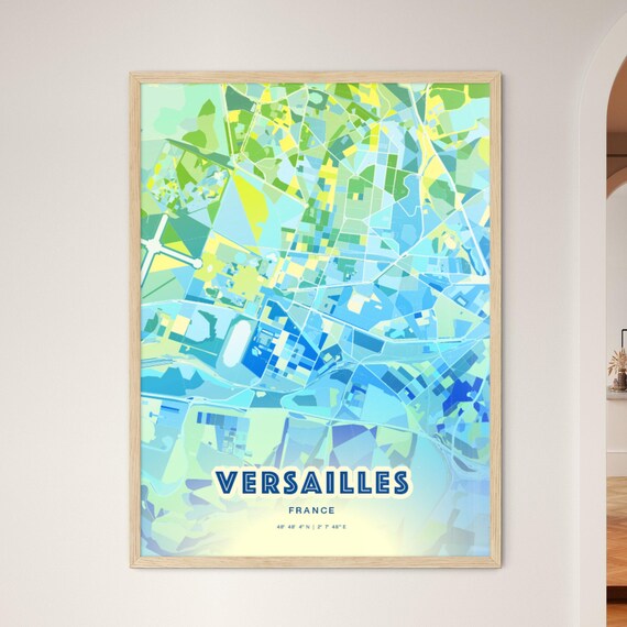 Versailles France Custom Blue Green City Map Art Poster Gift