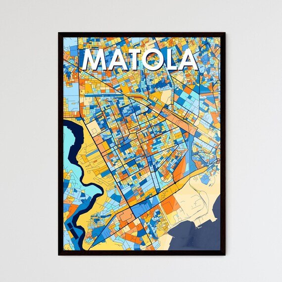 Matola Mozambique Bold Vibrant Geometric City Map Art Poster