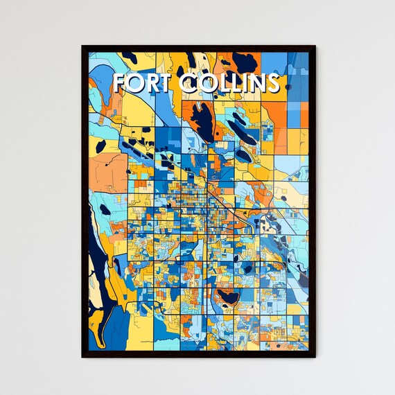 Fort Collins Colorado Colorful Modern City Street Map Artwork Poster