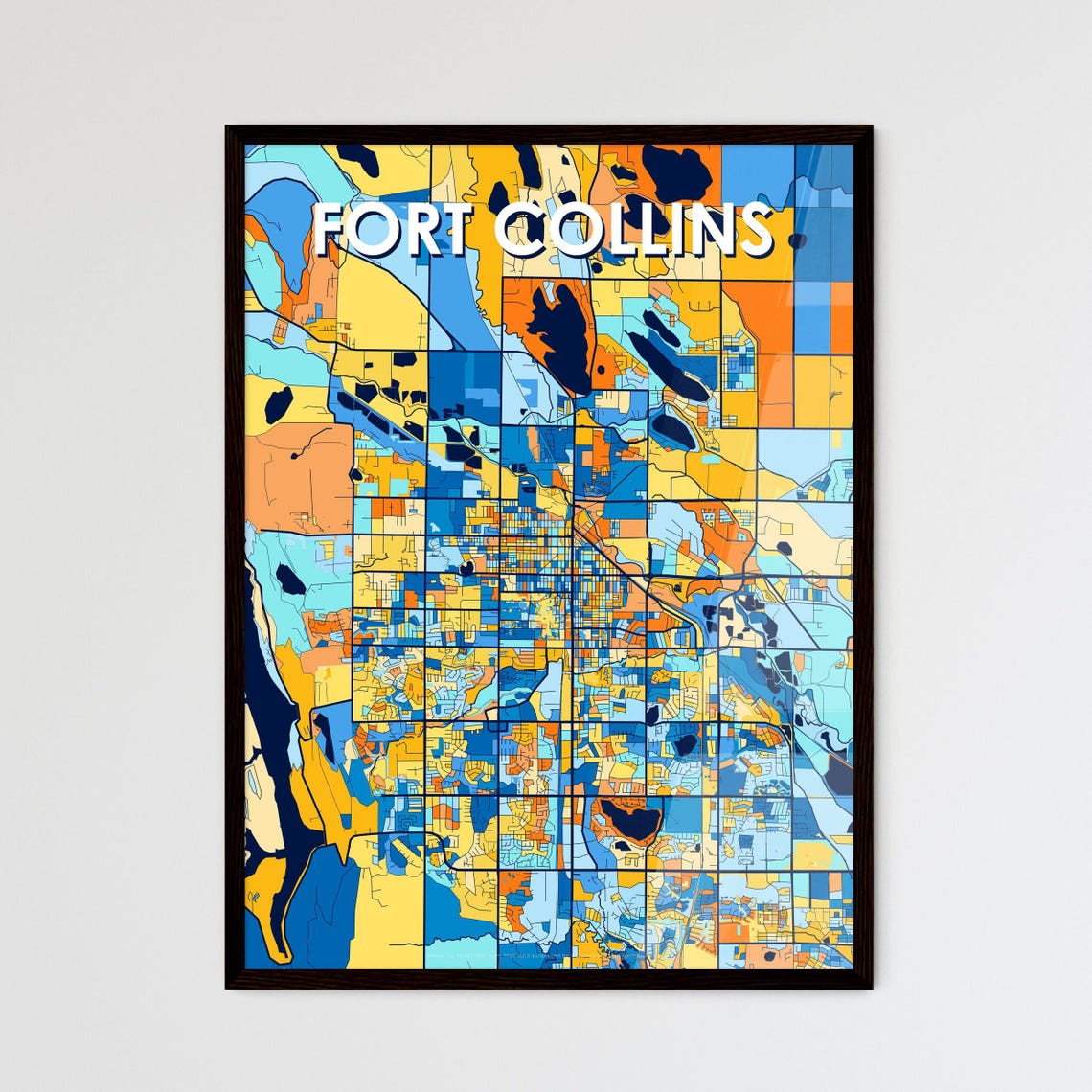 Fort Collins Colorado Colorful Modern City Street Map Artwork Poster