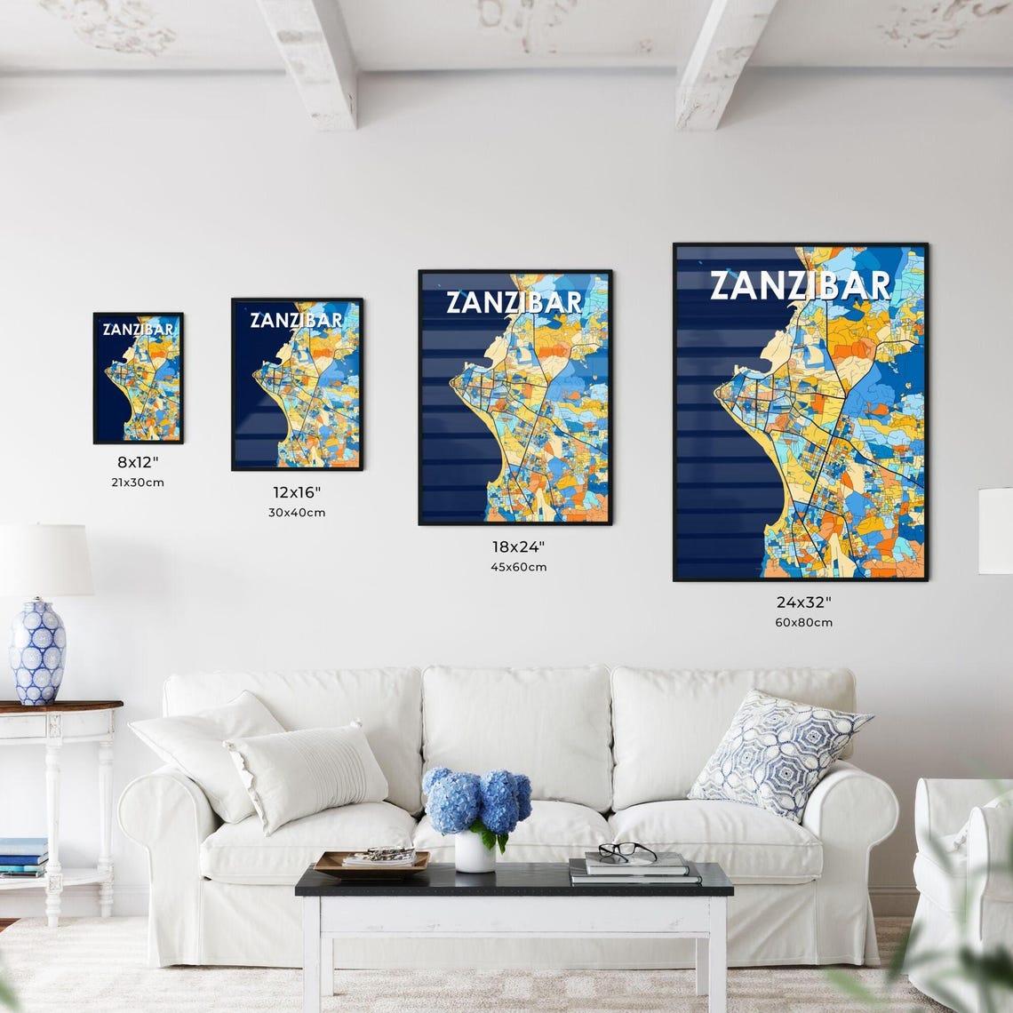 Zanzibar Tanzania Bold Vibrant Geometric Island Map Art Poster - Image 3