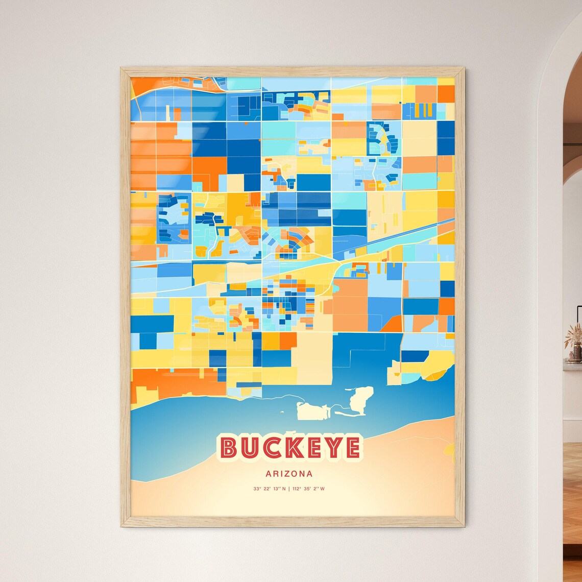 Buckeye Arizona Blue Orange Street Map Art Home Decor Poster - Image 3